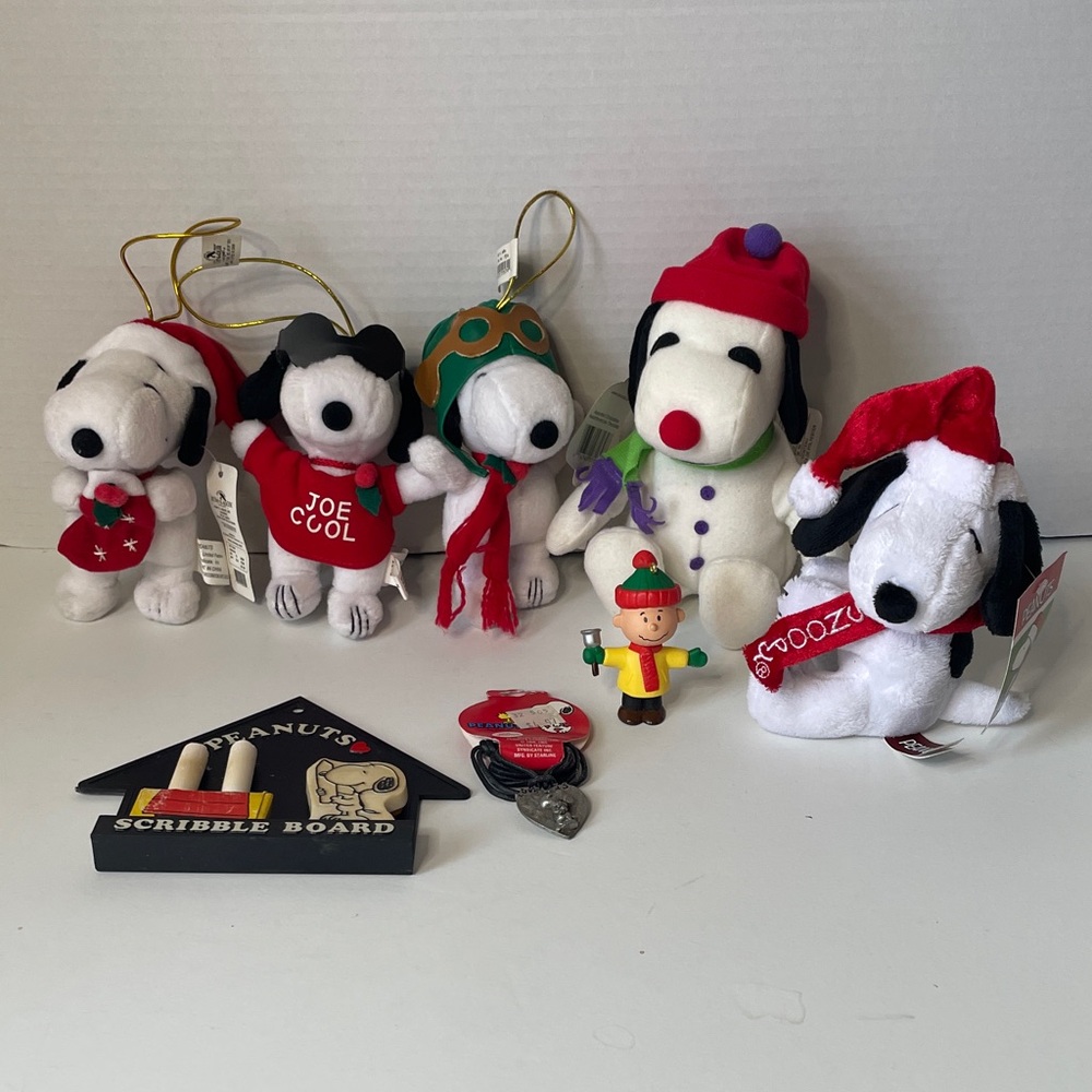 Snoopy Plush Toy  Bundle , 3 Kurt Adler  , Pewter  Vintage Charm  Christmas